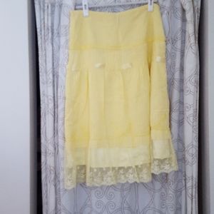Linen/Lace Yellow Skirt